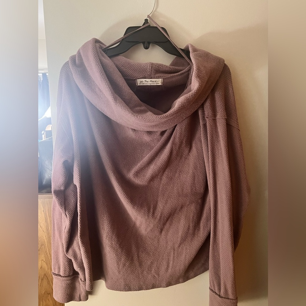 We The Free Dusty Mauve Cowl Neck Pullover Sweater